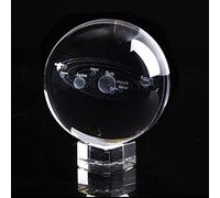 Globe en verre gravé avec système solaire de 80 mm - Mini modèle planétaire 3D pour décoration d'intérieur, artisanat unique de sphère violette, cadeau cosmique pour les amateurs d'astronomie, les