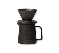 globe faith Ensemble de cafetière en céramique faite à la main avec cône et décanteur en céramique - Filtre à café et cafetière - Veine annulaire rétro métallique émaillée - 460 ml