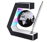Globe flottant avec lumières LED, globe flottant en lévitation magnétique avec stylo, portable pour écrire sur le bureau, carte du monde pour décoration de bureau