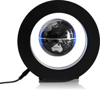 Globe lévitant avec éclairage LED, globe décoratif noir avec effet de lévitation et lumière pour bureau ou maison