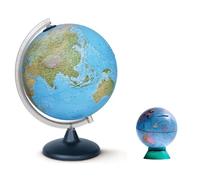 Globe lumineux Elite 25 cm - Globe géographique éclairé physique/politique avec base, idéal pour studio ameublement - cartographie détaillée + tirelire en forme de globe géographique D. 11 cm
