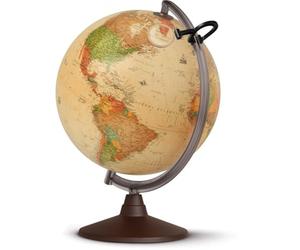 Globe lumineux Nova Rico Marco Polo Ø 26 cm - Globe de sol éclairé avec cartographie ancienne et base tournante - Globe éducatif décoratif de bureau/studio