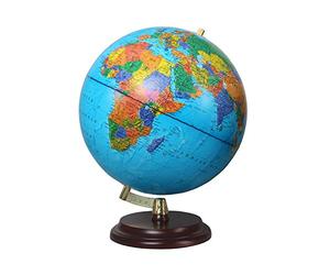 Globe Magellan Vasa avec carte politique ou plastifié à la main, autoportant sans méridien diamètre 32 cm, globe avec pied en bois brun rougeâtre échelle 1:40.000.000 carte politique 32 cm