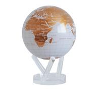 MOVA Globe Carte du Monde Blanc et Or 6" avec Base, Globe Rotatif à énergie Solaire, Cadeau Unique et Décoration de Maison ou de Bureau pour Hommes, Femmes, Enfants
