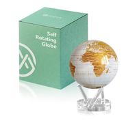 Globe MOVA - Blanc et Or 15 cm | Globe Rotatif avec Lumière pour Bureau | Décoration Moderne Élégante | Sans Piles ni Câbles