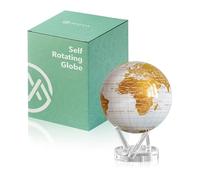 Globe MOVA - Blanc et Or 21,5 cm | Globe Rotatif avec Lumière pour Bureau | Décoration Moderne Élégante | Sans Piles ni Câbles
