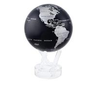 Globe MOVA - Métallique Noir et Argent 11,5 cm | Globe Rotatif avec Lumière au Design Minimaliste | Sans Piles ni Câbles | Cadeau de Décoration Moderne