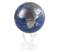 Globe MOVA Carte du Monde Bleu et argent 6" avec Base, Globe Rotatif Alimenté par l'Énergie Solaire, Cadeau Unique, Décoration pour la Maison et le Bureau