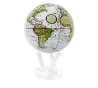 Globe MOVA - Terrestre Antique Blanc 15 cm | Globe Rotatif avec Lumière pour Bureau ou Étagère | Décoration Vintage de Carte | Sans Piles ni Câbles