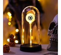 Globe oculaire lumineux décoratif pour Halloween, globe oculaire lumineux dans une cloche en verre, décoration d'Halloween, veilleuse effrayante, unoeil, lanterne à un œil, étanche à piles, pour