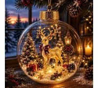 Globe Ornement De Noël Lumineux Récit, Lot De 8 Boules Décoratives À LED | Mini Scène de Vacances : chaque boule lumineuse renferme un mini décor festif avec une lueur LED chaleureuse.