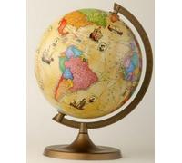Globe politique, stylisé, avec les routes des explorateurs, 22 cm