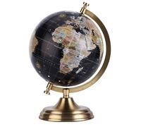 Globe rétro de diamètre 18 cm, couleur noir, avec pied en laiton (en anglais)