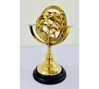 Globe sphérique vintage en laiton avec signe du zodiaque - Décoration antique de bateau pirate