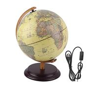 Globe terrestre 3D, globe antique avec support nuit pour adultes et enfants, vue détaillée pour bureau ou classe (25 cm)