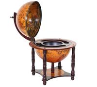 Globe terrestre, bar de salon MCW-T874, minibar, bois d'eucalyptus