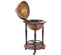 Globe terrestre, bar de salon HWC-T874, minibar roulant, bois d'eucalyptus
