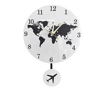 Globe terrestre Carte du Monde Horloge à Pendule avec Avion Volant balançoire décor de Bureau géographie Voyage Horloge Murale silencieuse sans tic-tac