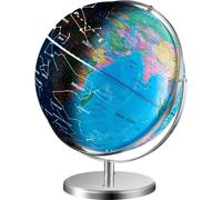 Globe terrestre éclairé 330,2 mm - Globe pédagogique avec base métallique solide - Veilleuse LED avec constellations - Carte rotative imprimée en HD pour les enfants en classe - En anglais