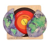 Globe terrestre en Bois avec Puzzle 3D pour Enfants - Structure de la Terre en Couches, Jouet éducatif de géographie avec modèle 3D pour Apprendre Le Noyau, Le Manteau et la croûte terrestres.