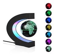 Globe terrestre flottant à lévitation magnétique Globe rotatif à lévitation, multicolore et changeant, avec lumières LED Gadget de décoration de bureau pour ami, professeur, cadeau d'anniversaire