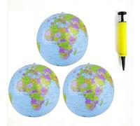 Globe Terrestre Gonflable,Globes Gonflables en PVC,Balss de Plage,3PC Globe Gonflable Monde Géographique Educatif Pour Enfants Et Adolescents pour Jouer Ou Enseigner