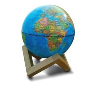 Globe terrestre lumineux de diamètre 14 cm, avec support en bois (en français)