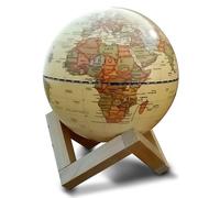 Globe terrestre lumineux de diamètre 14 cm, style antique, avec support en bois (en français)