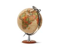 Globe terrestre lumineux - JPC - 40 cm - Antique - Pied en bois - Méridien en plastique - Loupe