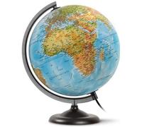 Globe terrestre lumineux - JPC - First - 30 cm - Double cartographie - Sphère bleue