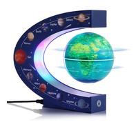 Globe terrestre magnétique flottant de 3 pouces avec lampe colorée - Décoration de bureau cool et cadeaux pour hommes et chefs - Jouet éducatif astronomique pour enfants
