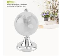 Globe terrestre rond Carte du monde Boule de verre en cristal Sphère Home Decor Decor Gift (Silver)