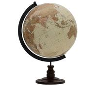 Globe terrestre rustique, sphère de 23 cm avec base en bois massif, globe géographique rétro fait à la main, carte politique en anglais, base avec fissures, autocollant légèrement mal placé (Color :