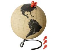 Globe tournant en liège de 15 cm, carte du monde avec 6 punaises, carte noire sur base en métal, marqueur de destination de voyage, affichage de mémoire pour la maison et le bureau, cadeau attentionné