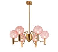 Globe Verre Moderne Spoutnik Chandelier Mid Century Mini Crystal Metal Pendant Light Ajustement de Suspendu Aliving Plafond pour Filles Salle à Manger, Rose