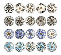 GlobeeCraft Bouton de meuble ceramique multicolore peint à la main, tiroir ethnique vintage avec détails dorés, bouton porte placard artisanal méditerranéen, commode et placard