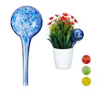 Globes d’arrosage lot de 4, distributeur eau, irrigation plantes et fleurs, outil de bureau, Ø 6 cm, 75 ml, verre, bleu