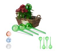 Relaxdays Globes d’arrosage en Plastique, Lot de 8, Distributeur Eau Plantes, 2 semaines, Pot Fleurs, Boules arrosage, Vert