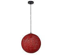 Globes De Chanvre en Rotin Créatifs Nordiques E27 Lumière Colorée Suspendu Restaurant Lustre Cuisine Île Plafond Sphérique Rotin Nid Abat-Jour Bar Décor Chambre Dropligh/Beige/30Cm/Rouge/15Cm