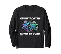 Globetrotter Explore The World Voyage Aventure Motif Manche Longue