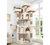 Globlazer Arbre a Chat Château 3 Perchoirs 2 Niches 2 Paniers pour 2 Chats | Solide Arbres à Chats Plusieurs Détente Amovible Lit Poteau à Griffer Sisal Facile à Monter Tour à Chat pour Chats Intérieur