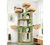 Globlazer Arbre a Chat Château 3 Perchoirs 2 Niches 2 Paniers pour 2 Chats | Solide Arbres à Chats Plusieurs Détente Amovible Lit Poteau à Griffer Sisal Facile à Monter Tour à Chat pour Chats Intérieur