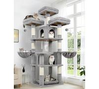 Globlazer Arbre a Chat Château 3 Perchoirs 2 Niches 2 Paniers pour 2 Chats | Solide Arbres à Chats Plusieurs Détente Amovible Lit Poteau à Griffer Sisal Facile à Monter Tour à Chat pour Chats Intérieur