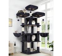 Globlazer Arbre a Chat Château 3 Perchoirs 2 Niches 2 Paniers pour 2 Chats | Solide Arbres à Chats Plusieurs Détente Amovible Lit Poteau à Griffer Sisal Facile à Monter Tour à Chat pour Chats Intérieur