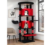 Globlazer C66 Arbre a Chat 2 Niche Plateforme Hamac pour Grand Chat Chaton | Arbre à Chat d'angle 167 cm avec Hamac Panier Niches Plateforme Facile à Monter Tour à Chat Coin Beau pour 2/3/4 Chat Chaton