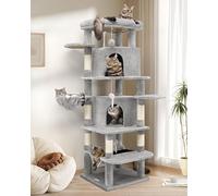 Globlazer C66 Arbre a Chat 2 Niche Plateforme Hamac pour Grand Chat Chaton | Arbre à Chat d'angle 167 cm avec Hamac Panier Niches Plateforme Facile à Monter Tour à Chat Coin Beau pour 2/3/4 Chat Chaton