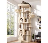 Globlazer C80 Solide Arbre a Chat Coin 204cm 2 Grand Niche pour Gros Chats | Arbre à Chat XXL Immense Plateforme 50CM 2 Panier Rampe en Sisal Facile à Gravir Montage Facile pour Chaton Grand Chat âgé