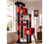 Globlazer F70 Pro Arbre a Chat XXL Gothique 180 cm pour 2-4 Chats Adulte | Stable Coin Arbre a Chat avec Doux Hamac, 2 Grande Niches, Plateforme, Pente Sisal Peluche pour Gros Chats Repos Jeu Escalade