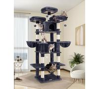 Globlazer F80 Super Grand Arbre a Chat Château 204 cm Plusieurs Chats | Solide Joli Arbre à Chat XXL avec Hamac 3 Perchoirs 2 Niches 2 Paniers Montage Facile pour 2/3/4 Chats Intérieur Chaton