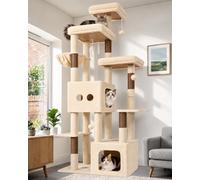 Globlazer F80E Arbre a Chat 203cm Niches 45*40CM Plateforme pour Grand Chat | Solide Arbre à Chat XXL Plusieurs Grand Détente Sisal Gratter Zone Montage Facile Tour Chats pour Gros Chat Chaton Maine Coon
